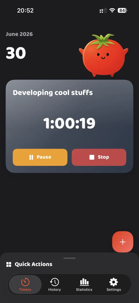 Timerow app showing multiple timers running in parallel